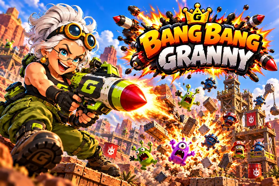 Granny vuurt een raket af op een toren vol aliens